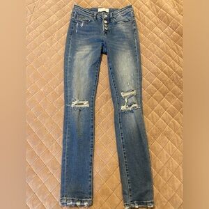 Velvet Women's Distressed Skinny Jeans - Blue